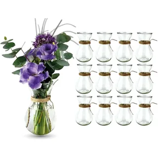 casavetro 12st Tee-Vase Blumen Tisch Dekoration Hochzeit Party Set Flasche Glas klar (12 Stück)