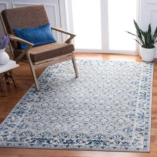 SAFAVIEH Übergangs Teppich für Wohnzimmer, Esszimmer, Schlafzimmer - Brentwood Collection, Kurzer Flor, Grau und Blau, 122 X 183 cm