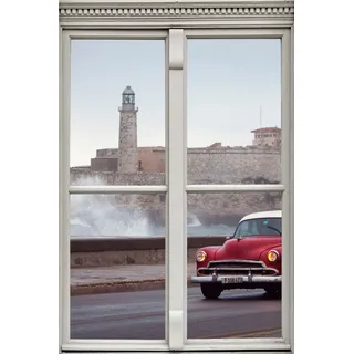 queence Wandsticker »Auto« Wandsticker, Wandbild, selbstklebend, 3D, Fenster, rot