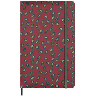 Moleskine Silk Notizbuch, Hardcover mit italienischer Seide von Mantero, mit linierten Seiten und elastischem Verschluss, mit Geschenkbox, Großformat 21x13cm, Farbe Bordeaux