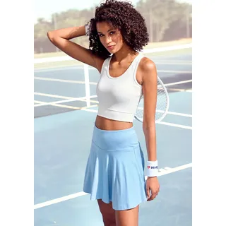 Skort VIVANCE ACTIVE, Damen, Gr. XS (32/34), blau (hellblau), Single Jersey, Obermaterial: 95% Viskose, 5% Elasthan, Basic, lässig geschnitten ca. Mitte Oberschenkel, Röcke Skort, Tellerrock mit integrierter Shorts für Fitness, Sport und Freizeit