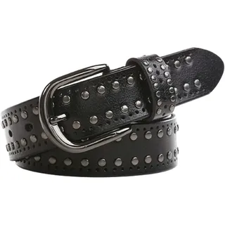 AGUTALITHIC Hohl ösen Nietengürtel Damen Und Herren Runde Nieten Gürtel Mit Punk Style Cosplay Hip Hop Ledergürtel Rock Guertel Für Oder Gothic-Outfits(110cm/43, Black)