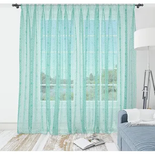 ABAKUHAUS Abstrakt Wandteppich,  Moderner Minimalist mit Boho Aztec Tribal Heiligem Geometrie-Dreieck Hipster, Wohnzimmer Schlafzimmer seidiges Satin Wandtuch, 160 cm x 274 cm, Meeresgrün Hellblau - Grün