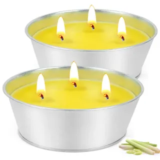 2 x 16oz Citronella Kerze Outdoor Groß, 180 Std Citronella Kerze Draußen,Kerzen Set mit 3 Docht - Natürliche Sojawachs Outdoor Kerze Geschenkset für Garten,Camping,Terrasse Tischdeko