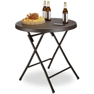 Relaxdays Gartentisch Ø 80 x 74 cm Dunkelbraun