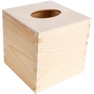 Creative Deco Quadratische Kosmetiktücherbox Holz Taschentuchbox | 13,3 x 13,3 x 13,3 cm | Kosmetiktücher-Box Taschentuch-Box für Taschentücher | Tücherbox Kosmetiktuch-Spender für Decoupage