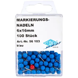 Wedo 56103 Markierungsnadeln Rundkopfnadeln, Nadellänge 16 mm, Kopfdurchmesser 6 mm, 100 Stück,