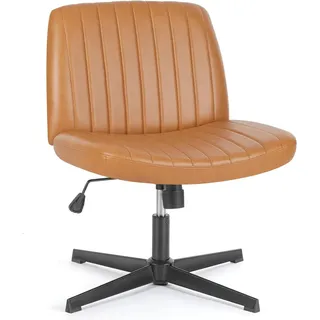 DUMOS Bürostuhl Ohne Armlehne Gehoben und Bequemes PU-Leder Criss Cross Chair mit Verbreitertem Sitzkissen Schneidersitz Stuhl Geeignet für Büros Schlafzimmer und Wohnzimmer