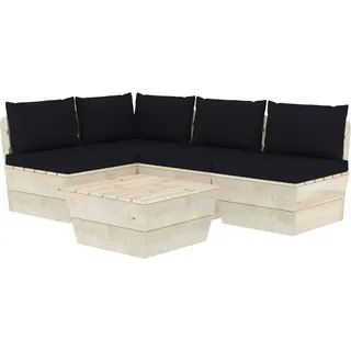 vidaXL 5-tlg. Garten-Sofagarnitur aus Paletten mit Kissen Fichtenholz - Schwarz