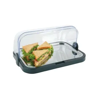 APS Buffetvitrine schwarz 9104 –1x Schale rostfreies Edelstahl-Tablett