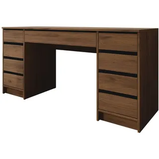 Mirjan24 Schreibtisch / Schminktisch Ada Bis, Schlafzimmer Kosmetiktisch mit neun Schubladen (Farbe: Nuss Okapi) - Braun