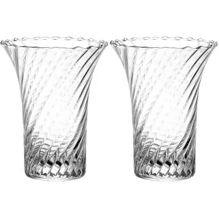 Leonardo Ravenna Blumenvase aus 3D veredeltem Glas, handgefertigte, geschwungene Glasvase in klassischem Stil, Unikat, Höhe: 14,5 cm, 018608 (Packung mit 2)