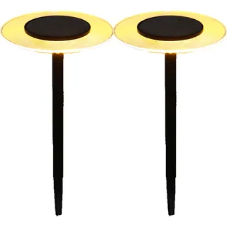 2er-Set Solar-Gartenleuchten – LUMISKY – UFO – H 35 cm – Warmweißes LED-Licht - Schwarz