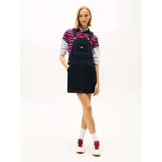 Latzkleid TOMMY JEANS "DUNGAREE DENIM DRESS EI5050 EXT", Damen, Gr. 4XL (48), N-Gr, denim schwarz, Web, Obermaterial: 100% Baumwolle, unifarben, regular fit, eckiger Ausschnitt, Kleider Latzkleid