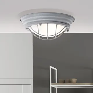Brilliant Industrial Deckenlampe - funktionale Wand- und Deckenleuchte ist dimmbar - 1x E27 max. 30W - mit Used-Look zum Fabrikschick aus Metall/Glas, in grau Beton/weiß - Ø 29cm