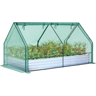 Gartenzwerg mit Galvanisiertem Metallbeet und PVC-Abdeckung - 3-in-1 Gemüse- und Blumenbeet - Bunt