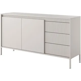 Masseno Sideboard Sensato 154/81/40 cm mit 3 Schubladen und 2 Türen Beige , Holzwerkstoff , 154x81x40 cm , Kleinmöbel, Kommoden, Sideboards