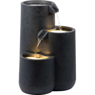 dobar® Gartenbrunnen Brahma mit LED-Beleuchtung - Springbrunnen 3-stufig aus recyceltem PE - Kaskade für die Garten-Dekoration - 44 x 42 x 60,5 cm - Anthrazit