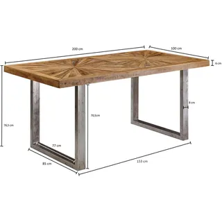 Wohnling Esstisch 200 x 76 x 100 cm braun/silber