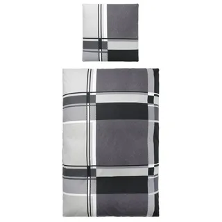 MY HOME NINA kariert grau 135 x 200 cm + 2 x 80 x 80 cm