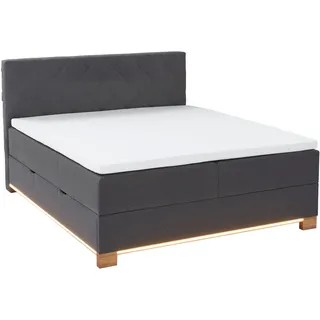 Meise Möbel meise.möbel Boxspringbett Messina 180 x 200 cm Stoff Grau Anthrazit