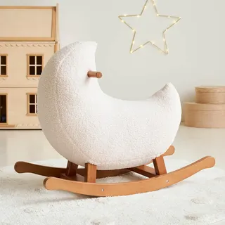 Schaukelpferd Mond aus Holz, 56 cm hoch, mit stabilen Griffen und kindgerechtem Design - Beige