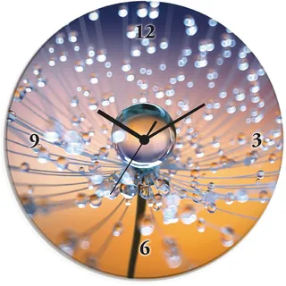 Artland Wanduhr »Glasuhr rund Pusteblumen Tautropfen« wahlweise mit Quarz- oder Funkuhrwerk, lautlos ohne Tickgeräusche, orange