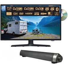 Reflexion LDDW190SB+ | DVD-Player | LED-Fernseher | 19 Zoll | für Wohnmobile und Wohnwagen | 12V KFZ-Adapter| mit Soundbar | HD Auflösung | HDMI, USB, Bluetooth | erschütterungsfest