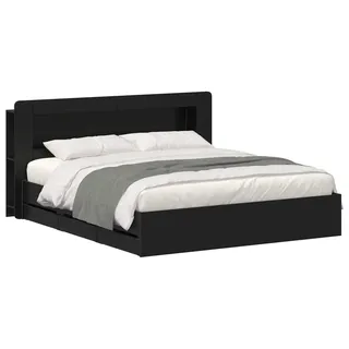 vidaXL Bettgestell mit Stauraum und Kopfteil Schwarz 180 x 200 cm - Schwarz