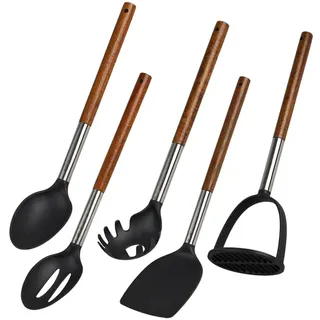 KESPER Kochbesteck-Set 5-tlg. mit Kartoffelstampfer aus Akazienholz und Edelstahl