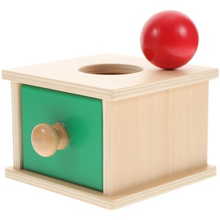 TOYANDONA Holz Objekt Dauerhaftigkeit Box mit Schublade Imbucare Box Montessori Verstecken- Und- Finden Lehre Imbucare Münze Box Pädagogisches Spielzeug für Kleinkinder (Runde Ball Boxen