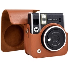 MUZIRI KINOKOO Tasche für Fuji Fujifilm Instax Mini 40 Sofortbildkamera, Schutzhülle Mini 40 aus PU-Leder für Polaroid Instax Mini 40 mit verstellbarem Schultergurt – Braun