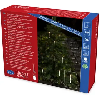 Konstsmide 1930-100 LED Baumbeleuchtung mit Fernbedienung (2xAAA 1.5V (exkl.) / 10 weiße Kerzen / für Außen (IP44) / Batteriebetrieben: 20xAA 1.5V (inkl.) / 10 warm weißen Dioden, 0.1 x 0.1 x 20.0 cm