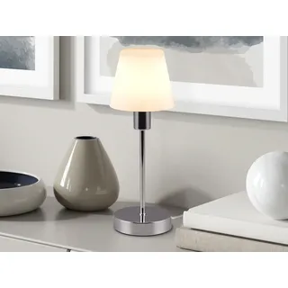 LED Tischleuchte mit Touch Dimmer Chrom mit Glaslampenschirm für Fensterbank