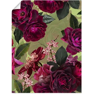 Artland Wandbild »Dunkle Rosen auf Grün«, Blumenbilder, (1 St.), als Alubild, Outdoorbild, Leinwandbild, Poster, Wandaufkleber Artland pink