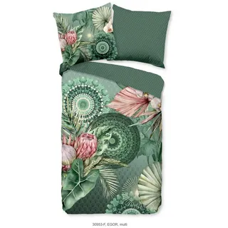 HIP Flanell-Bettwäsche-Set Egor in Grün + 155x220 cm