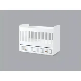 Babybett Kinderbett Bett Set Schublade weiß im modernen Stil fürs Kinderzimmer - Weiß