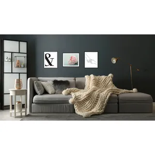 queence Bild »Hygge« Bilder von Frauen   Fashion   Frau   Magazincover   Mode   Schriftzug   Schwarz-Weiß   Sprüche & Texte 3 Stk. tlg. gerahmt, schwarz