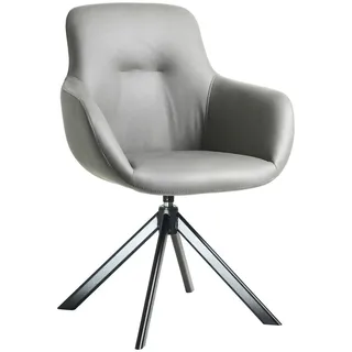 Celina Home Armlehnstuhl , Schwarz, Hellgrau , Metall, Textil , eckig, Flachrohr , 62x89x61 cm , Stoffauswahl, Typenauswahl, Sitzfläche 360° drehbar , Esszimmer, Stühle, Polsterstühle