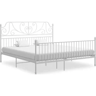 The Living Store Bettgestell Weiß Metall 180x200 cm - Weiß