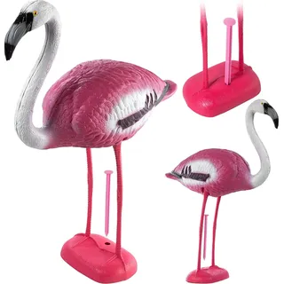 Flamingo - Gartenfigur - 80 cm - Kunststoff - XXL - Gartendeko - Weiß, Rosa
