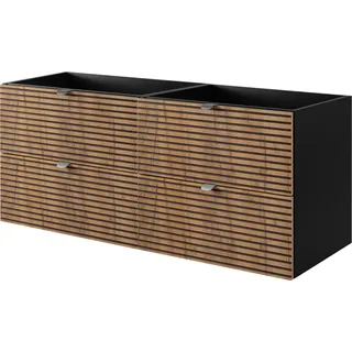 Badezimmerschrank, Schwarz mit silberner Griff, 120 x 57 x 46 cm - Schwarz, Silber