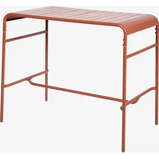sweeek - Garten-Hochtisch aus Stahl 4 Personen 120 x 70cm x 95 cm - Terrakotta - Orange