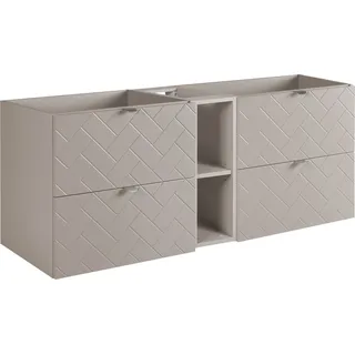 Badezimmerschrank, Kaschmir mit silberner Griff, 140 x 57 x 46 cm - Beige