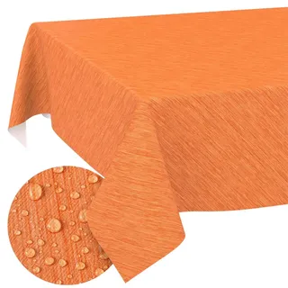 Tischdecke abwaschbar Wachstuch Wachstuchtischdecke 200 x 140cm Schnittkante Leinen Textil Optik Rot Gartentischdecke Wachstuch