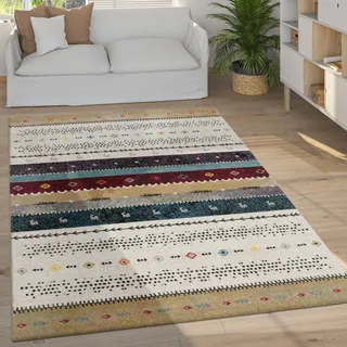 Paco Home Teppich »Nomaden 815« rechteckig 16 mm Höhe Kurzflor, Gabbeh Design, gestreift, ideal im Wohnzimmer & Schlafzimmer, beige