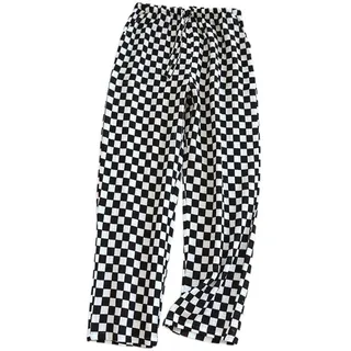 LCDIUDIU Pyjamahose Damen Lang,Baumwolle Damen Karierte Pyjamahose Mode Schachbrettmuster Schlafhose Sommer Weich Gemütlich Stretch Kordelzug Hose Mit Weitem Bein Lounge Hose Home Wear Nachtwäsche
