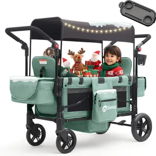 Sekey Bollerwagen faltbar Zwillingsmodus grün