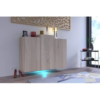 Furnitech K5 Modernes Wohnzimmer, Kommode, Schrank, Sideboard, Schlafzimmer, Esszimmer, Wohnzimmermöbel Matt (LED blau, K5-18M-S6)