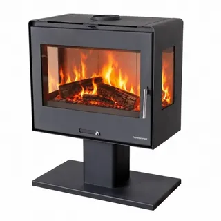 hosseven Kaminofen 5071 Panorama 3 Seiten Glas Metall Schwarz